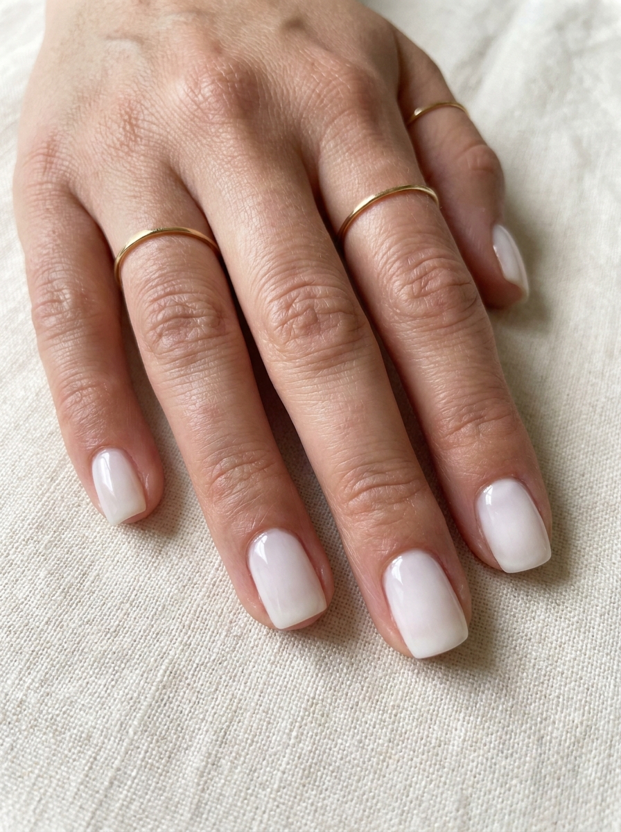 Milky White Square Nails als Nägel Square Sommer Inspiration 2026